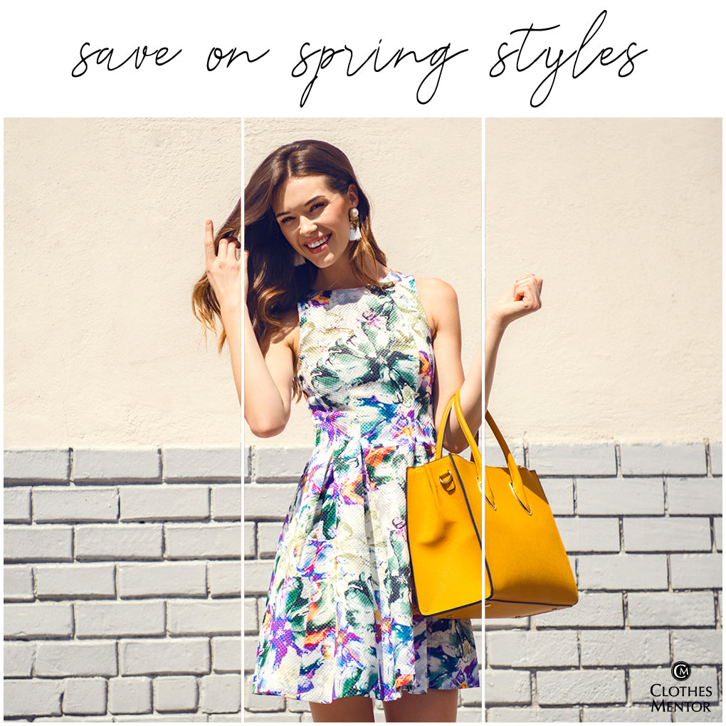 Save on Spring Styles with woman in cute floral dress