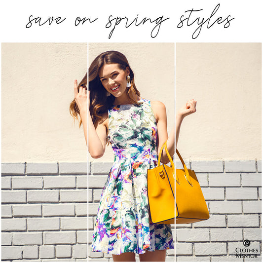 Save on Spring Styles with woman in cute floral dress