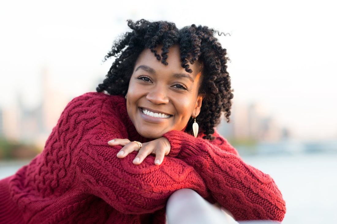 Beautiful woman in red sweater 