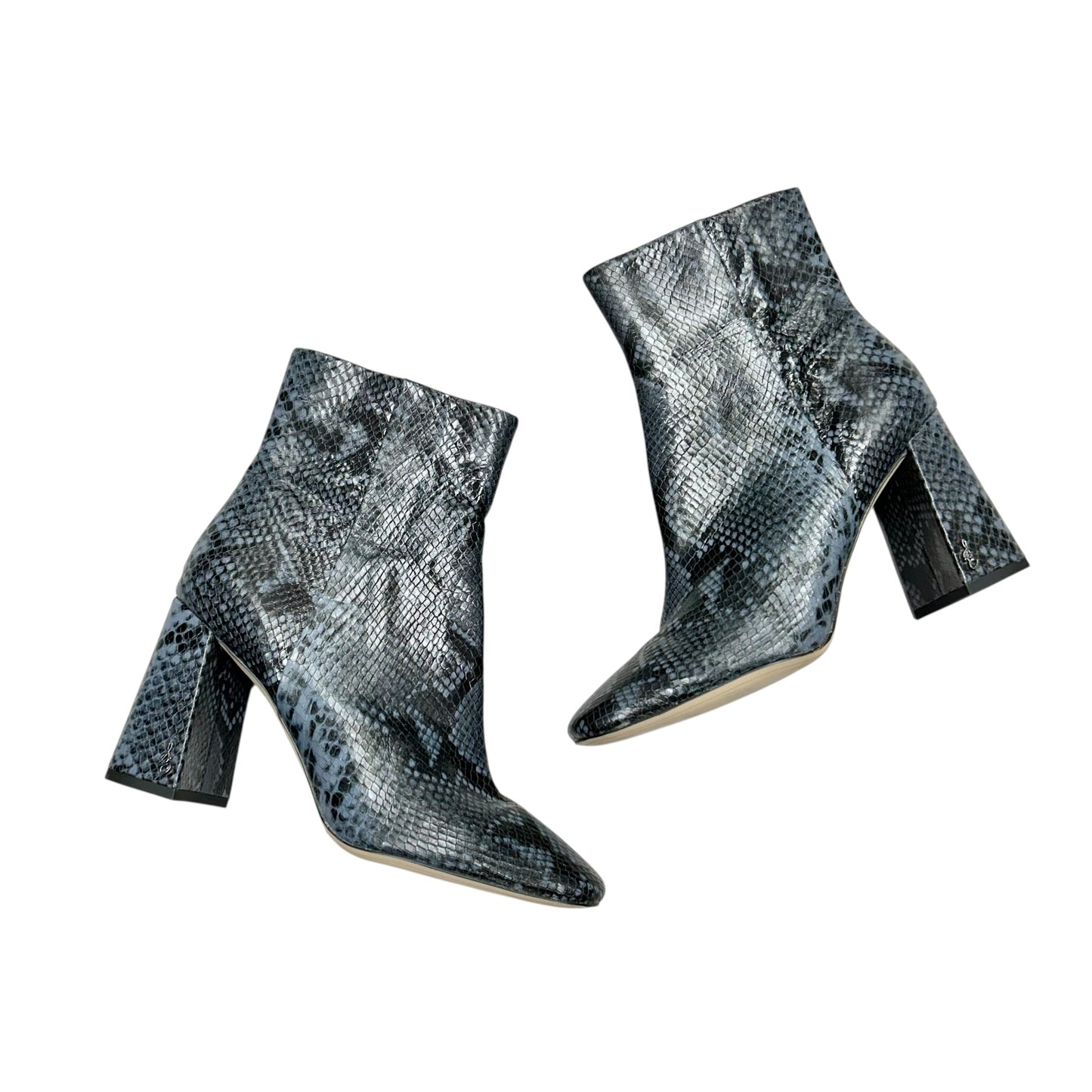 BOOTS ANKLE HEELS by SAM EDELMAN In SNAKESKIN PRINT, Size: 8.5