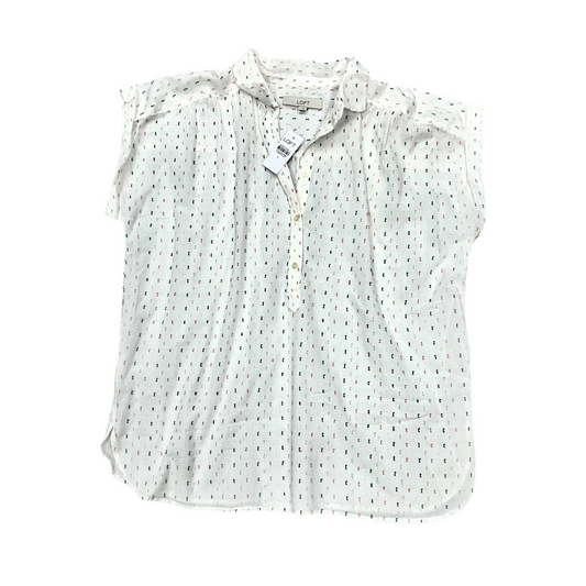 Top Short Sleeve By Loft In White, Size: L