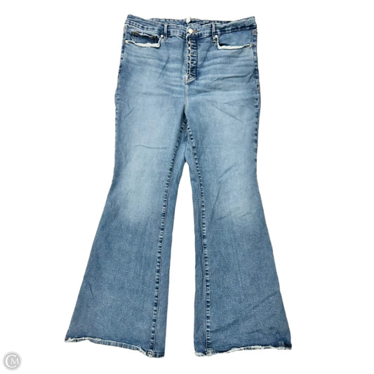 Jeans Flared By Good American In Blue Denim, Size: 18