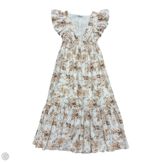 Dress Casual Maxi By Abercrombie And Fitch In Tan & White, Size: Xs