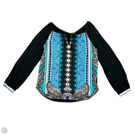 Top Long Sleeve By Hale Bob In Black & Blue, Size: S