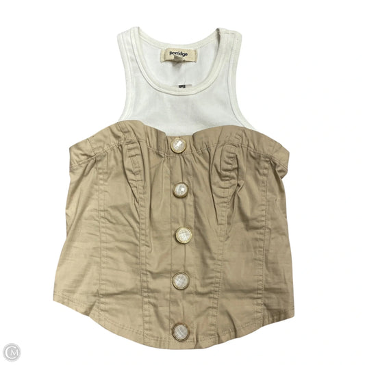 Top Sleeveless By Porridge In Tan & White, Size: Xxs