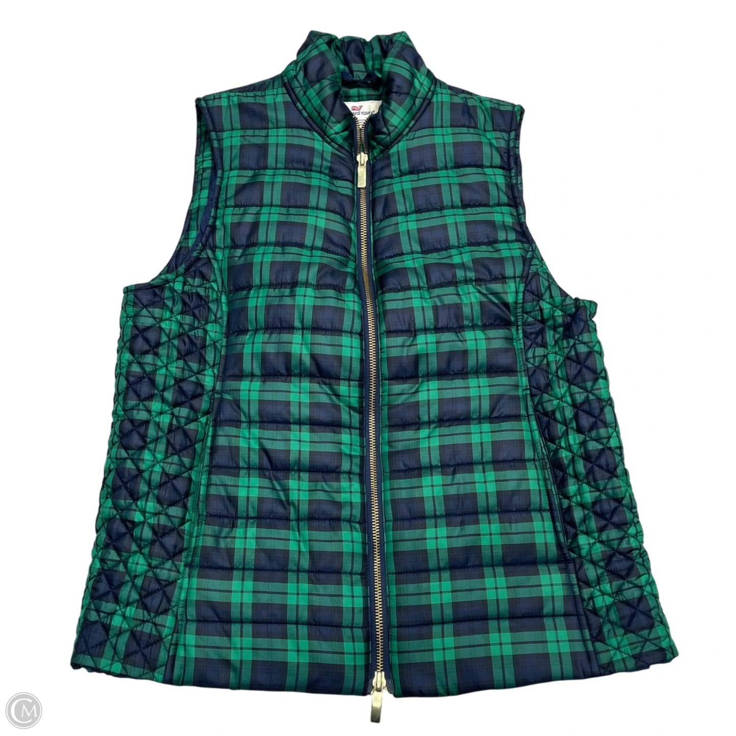 Vest Puffer & Quilted By Vineyard Vines In Blue & Green, Size: S