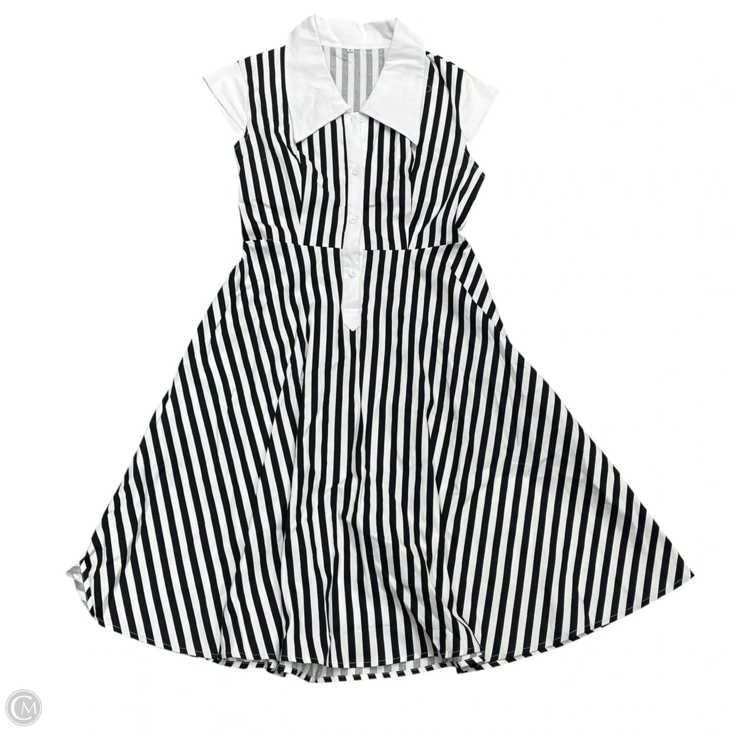 Dress Casual Midi In Black & White, Size: M