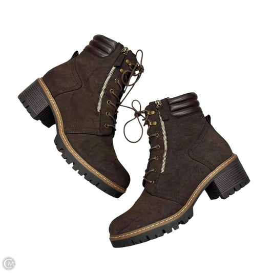 Boots Combat By Cushionaire In Brown, Size: 11