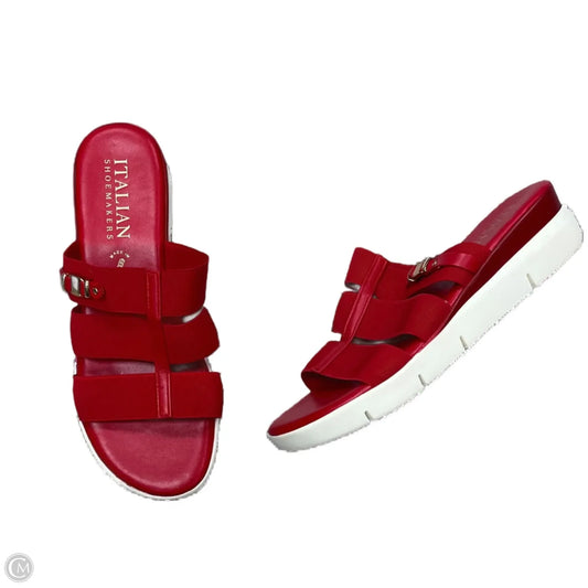 Sandals Heels Wedge By Italian Shoemakers In Red, Size: 9.5
