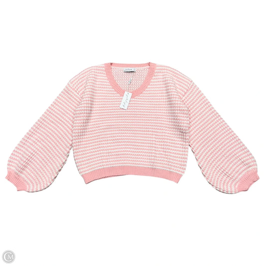 Sweater By Petal & Pup In Pink & White, Size: L
