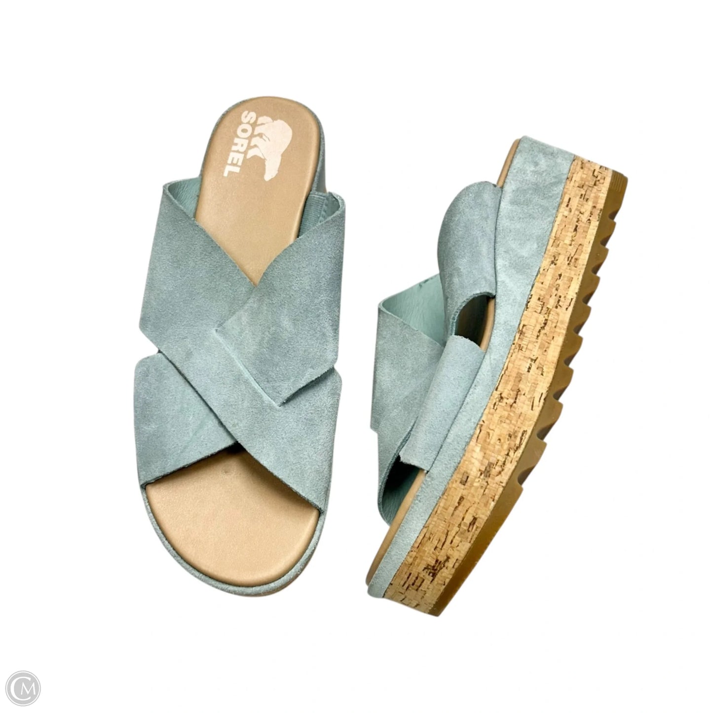 Sandals Heels Wedge By Sorel In Blue, Size: 9.5