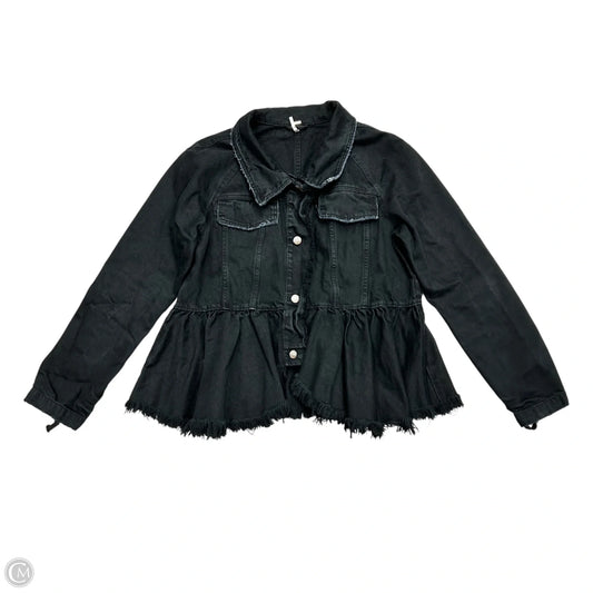 Jacket Denim By Free People In Black Denim, Size: M