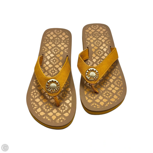Sandals Flip Flops By Yellow Box In Tan & Yellow, Size: 7