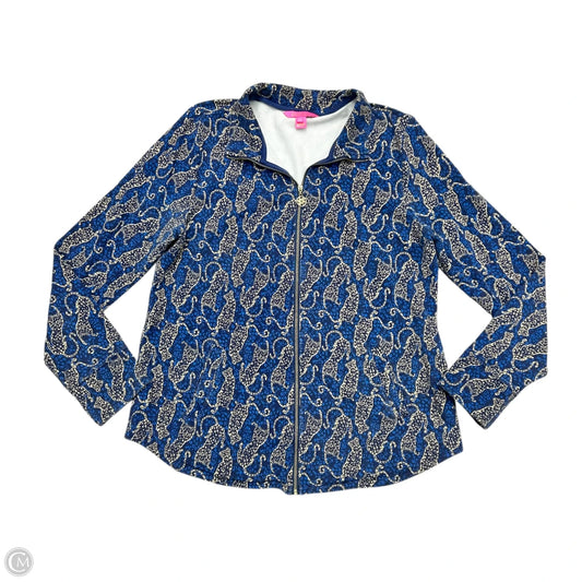 Jacket Designer By Lilly Pulitzer In Blue & Cream, Size: L