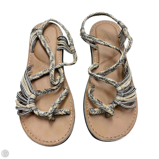 Sandals Flats By Vines In Black & Tan, Size: 10