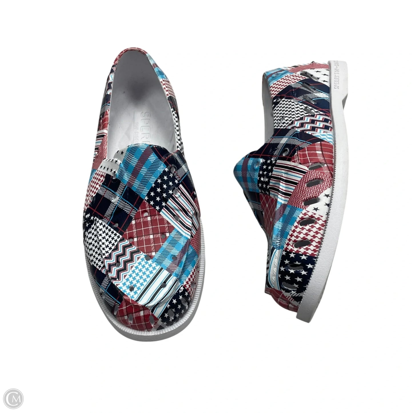 Shoes Flats By Sperry In Blue & Red & White, Size: 9