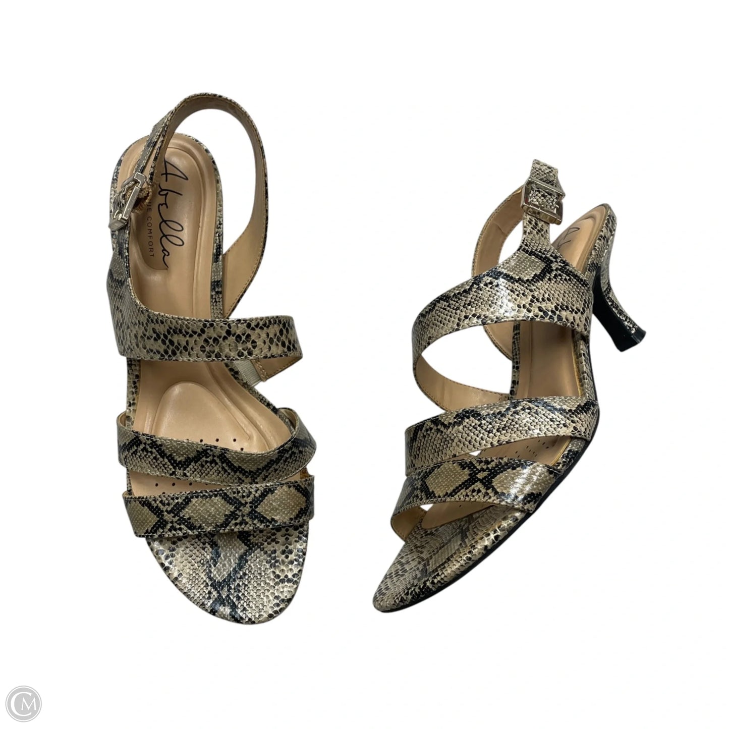 Sandals Heels Kitten By Abella In Snakeskin Print, Size: 7.5