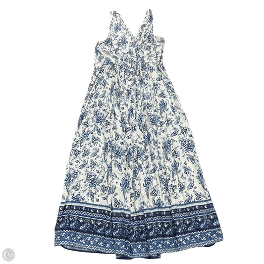 Dress Casual Maxi By Lucky Brand In Blue & White, Size: Xl