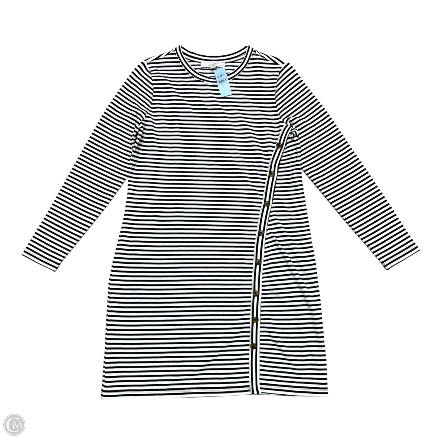 Dress Casual Midi By Loft In Black & White, Size: Mp