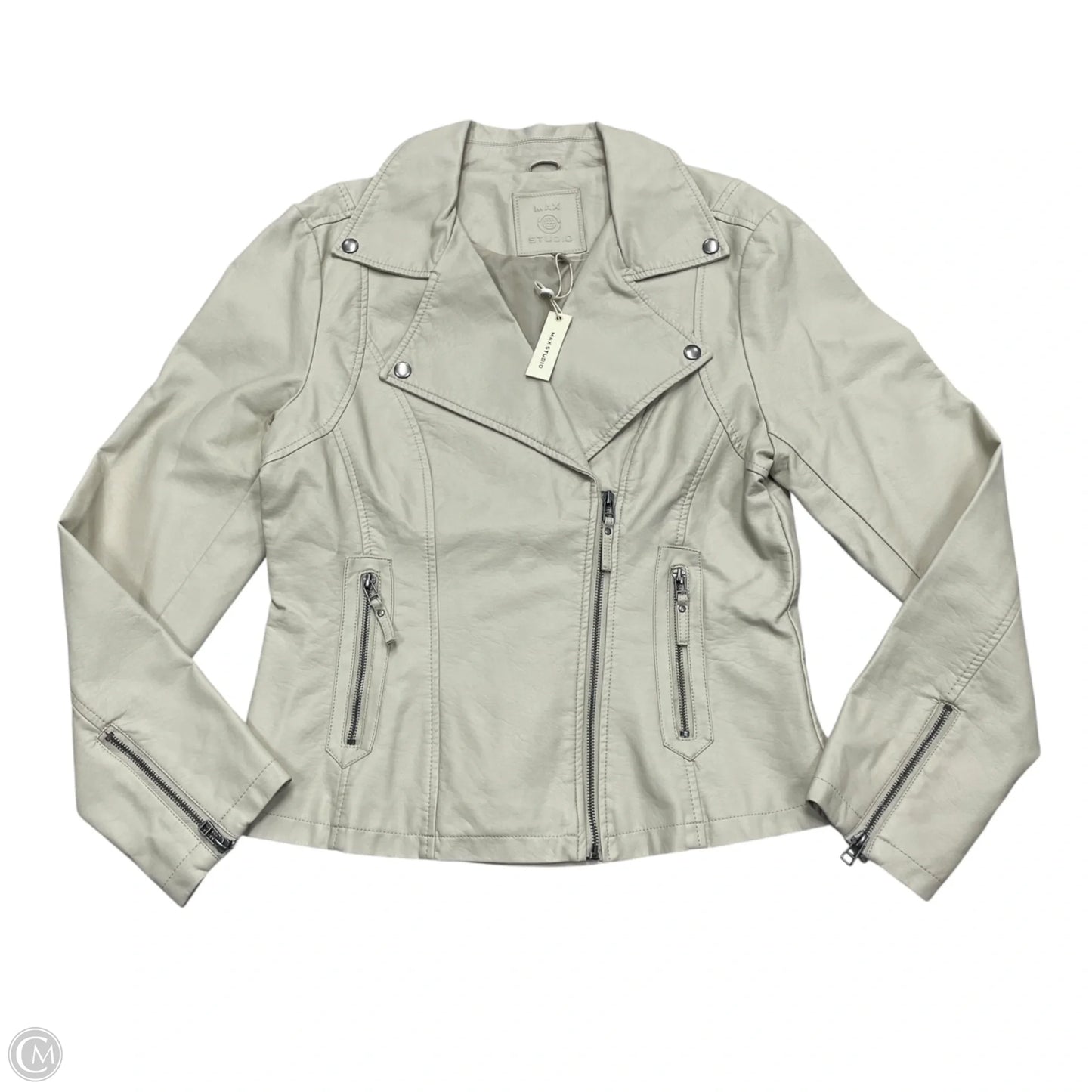 Jacket Moto By Max Studio In Cream, Size: Xl