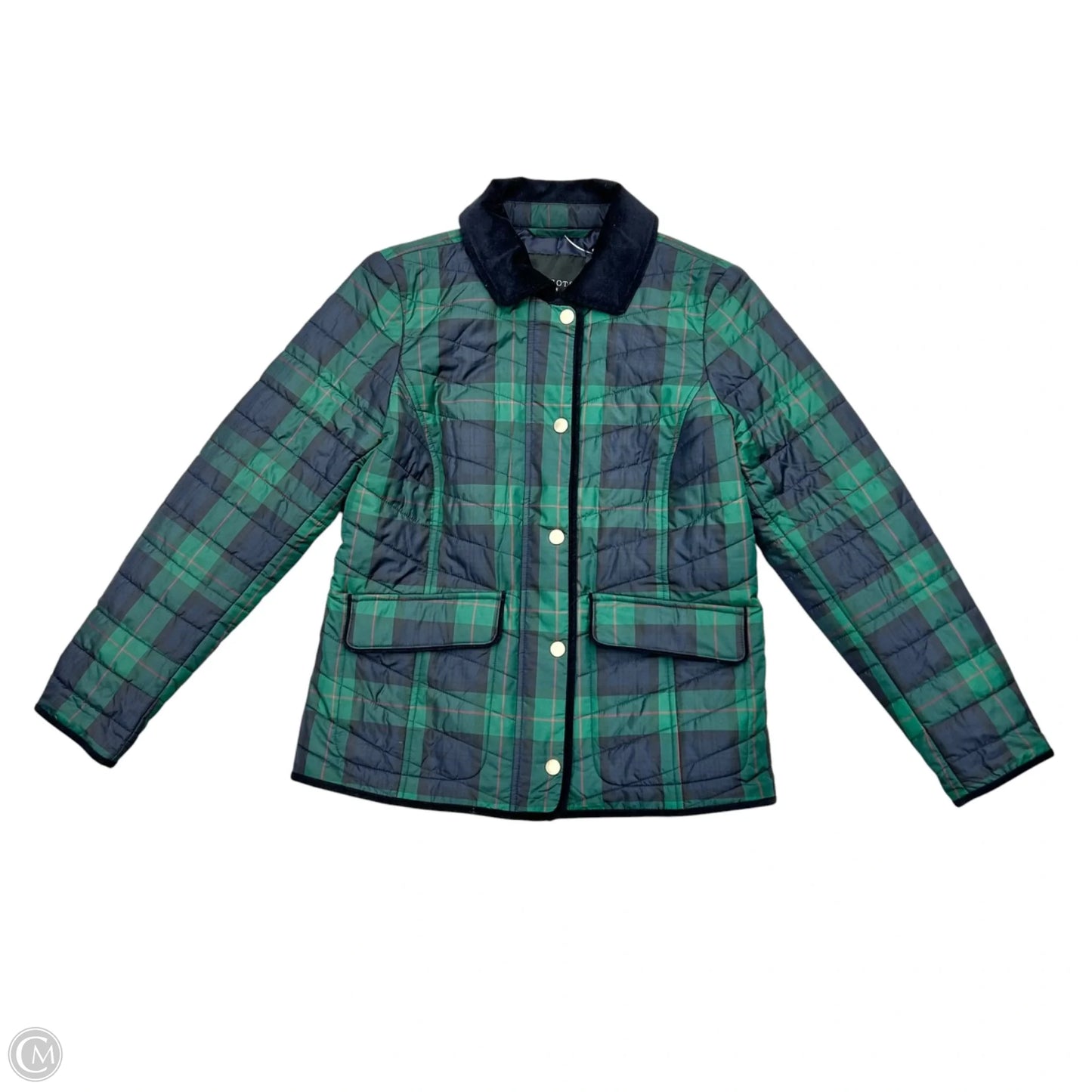Jacket Puffer & Quilted By Talbots In Plaid Pattern, Size: Xsp