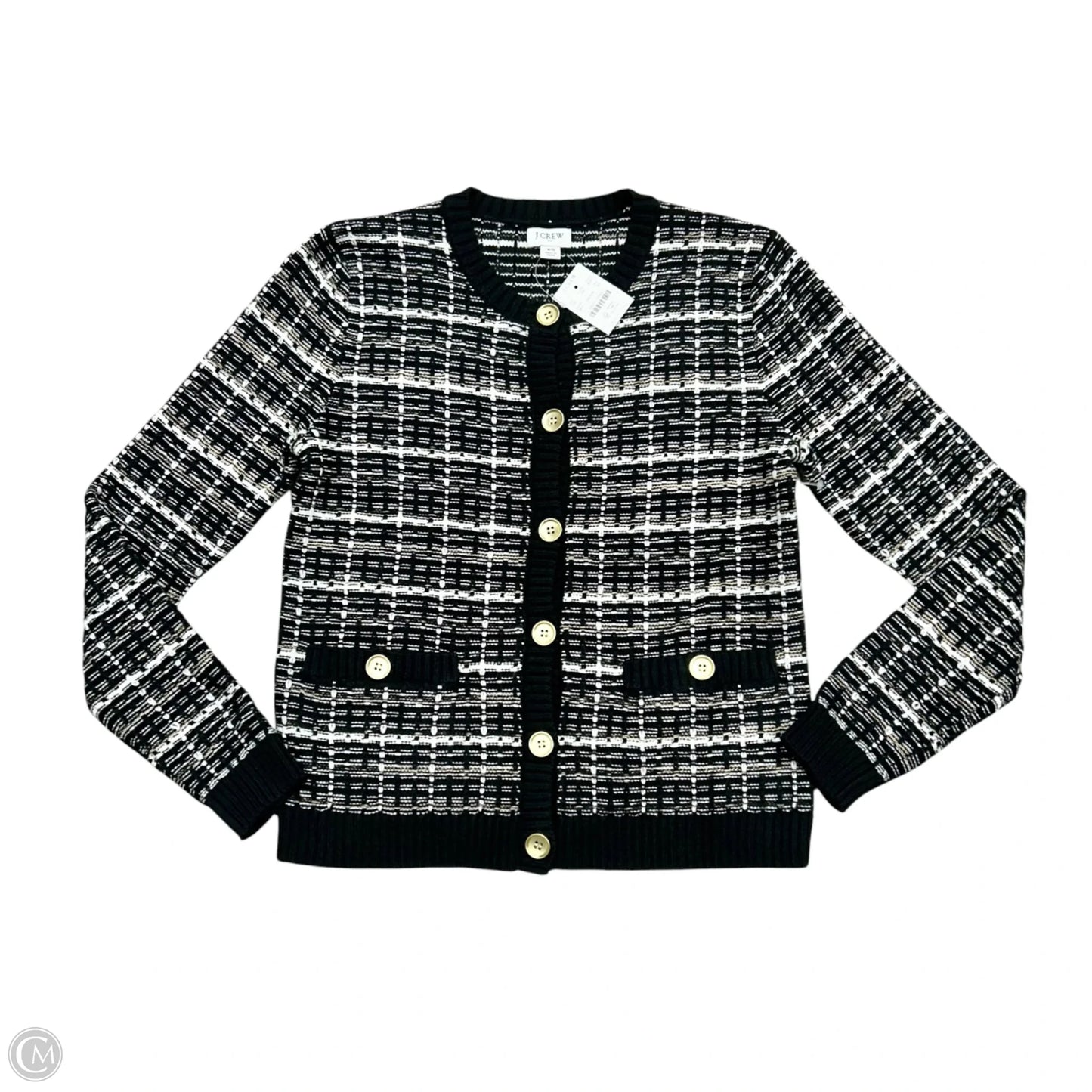 Sweater Cardigan By J. Crew In Black & White, Size: Xs