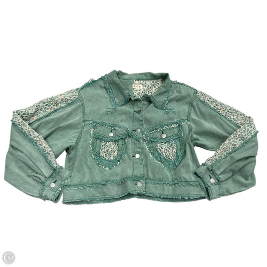 Jacket Denim By Pol In Aqua, Size: L