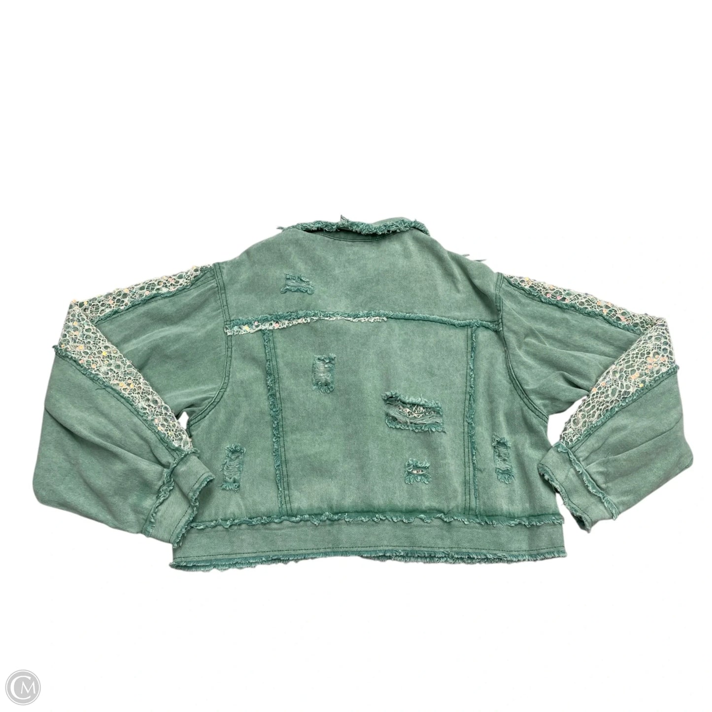 Jacket Denim By Pol In Aqua, Size: L