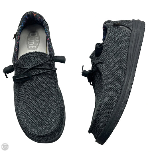 Shoes Sneakers By Hey Dude In Black & Grey, Size: 9