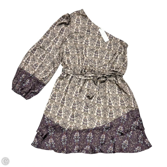 Dress Casual Short By J Flower In Purple & Tan, Size: L