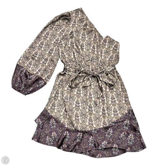 Dress Casual Short By J Flower In Purple & Tan, Size: S