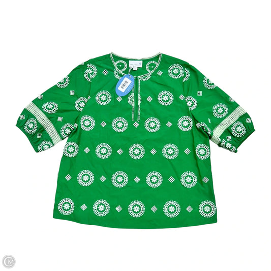 Top Short Sleeve By Cartolina In Green & White, Size: S