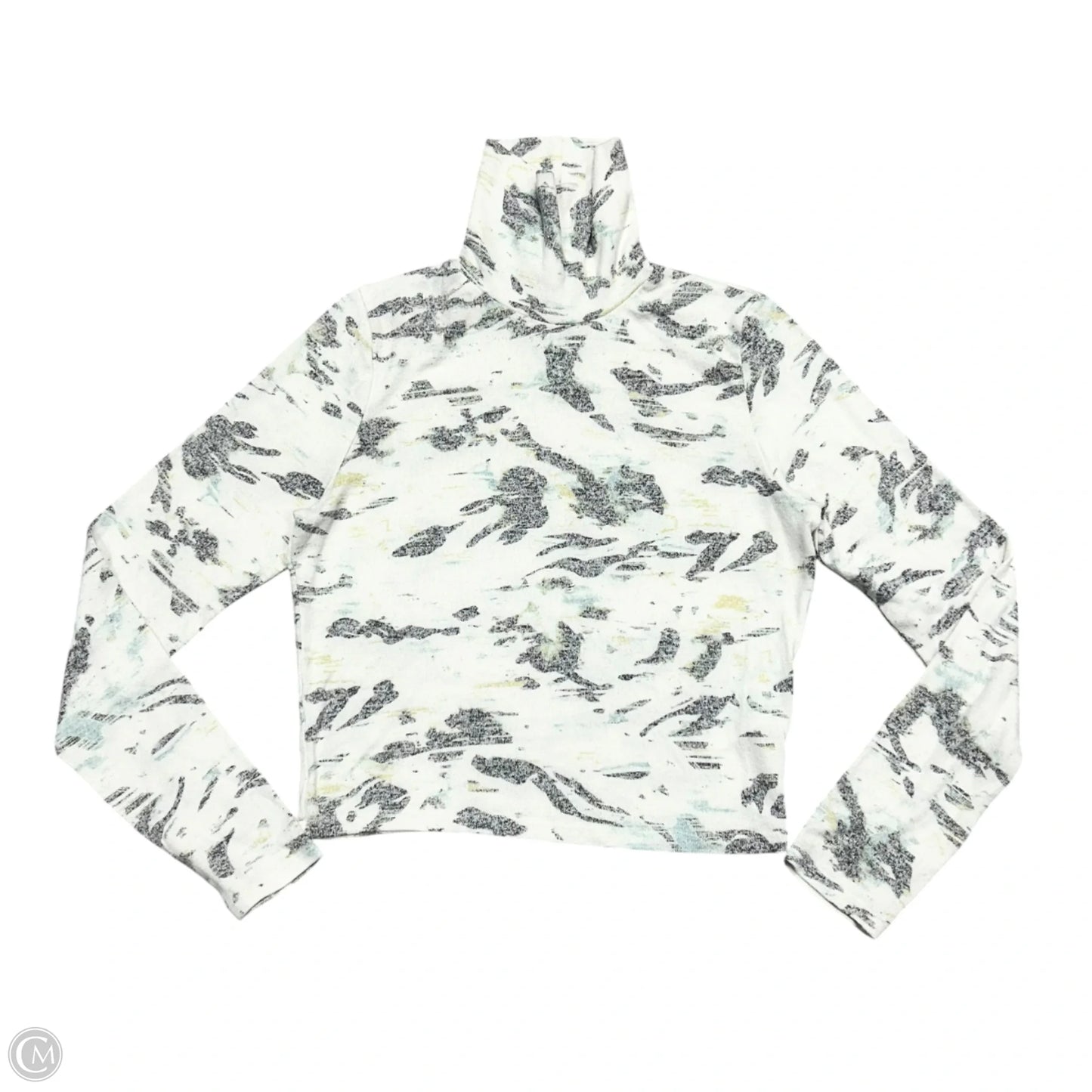 Top Long Sleeve By Anthropologie In Grey & White, Size: M