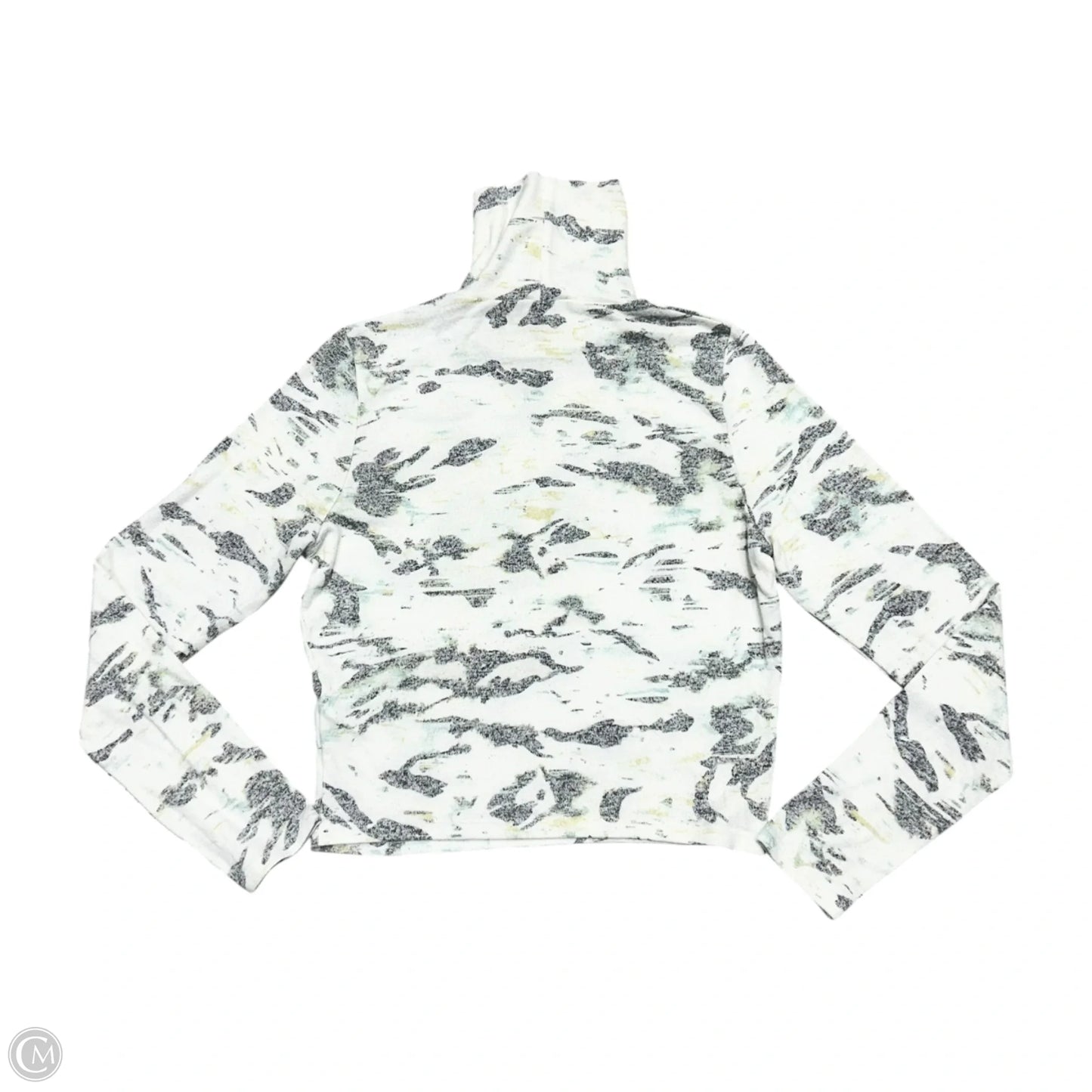 Top Long Sleeve By Anthropologie In Grey & White, Size: M