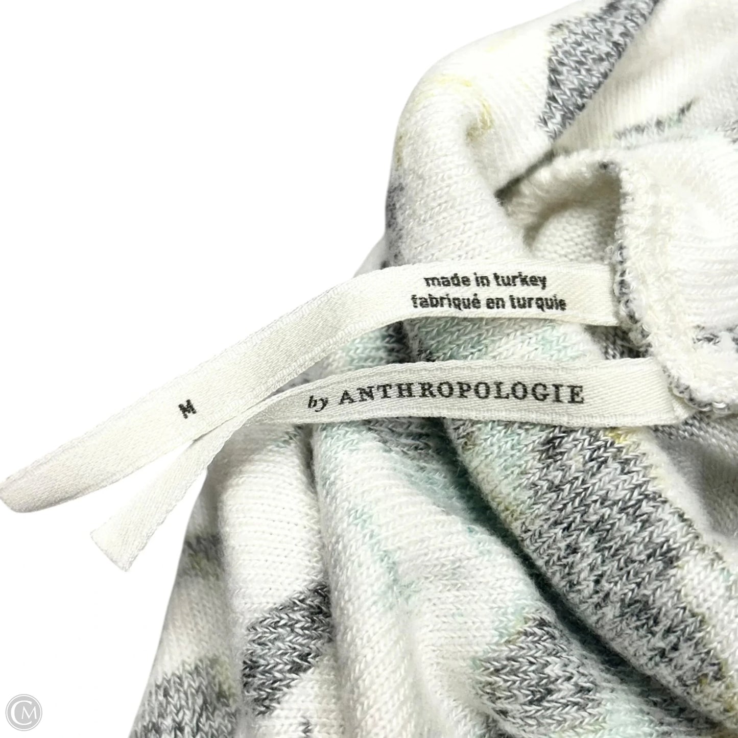 Top Long Sleeve By Anthropologie In Grey & White, Size: M