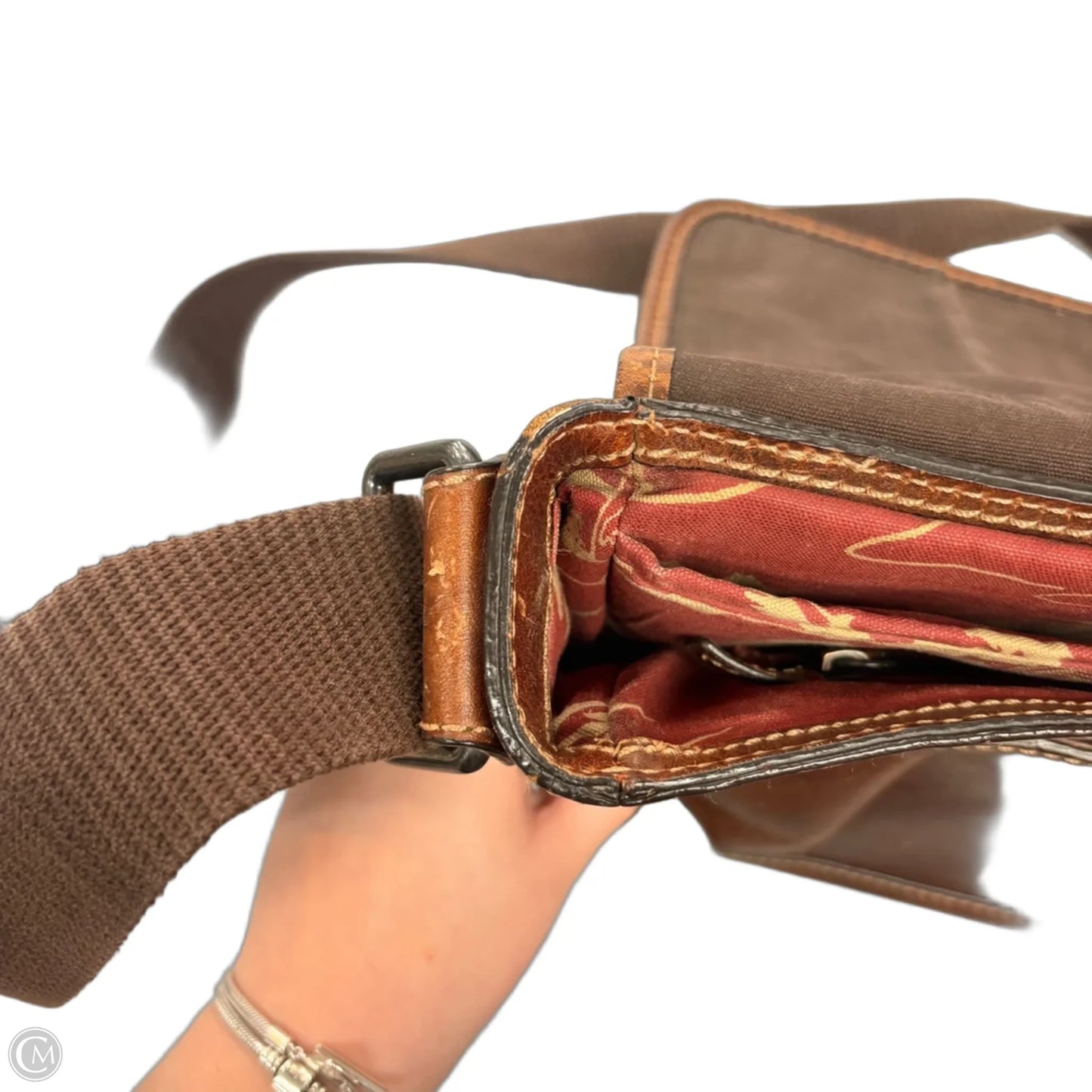 Crossbody Leather By Fossil, Size: Large