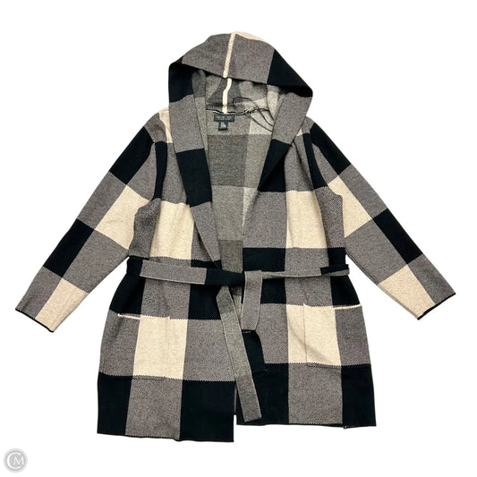 Sweater Cardigan By Rachel Zoe In Black & Tan, Size: 2x