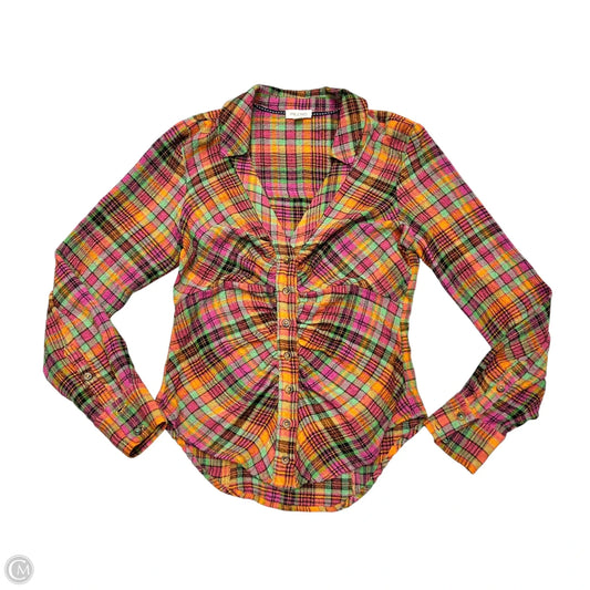 Top Long Sleeve By Pilcro In Plaid Pattern, Size: Xxs