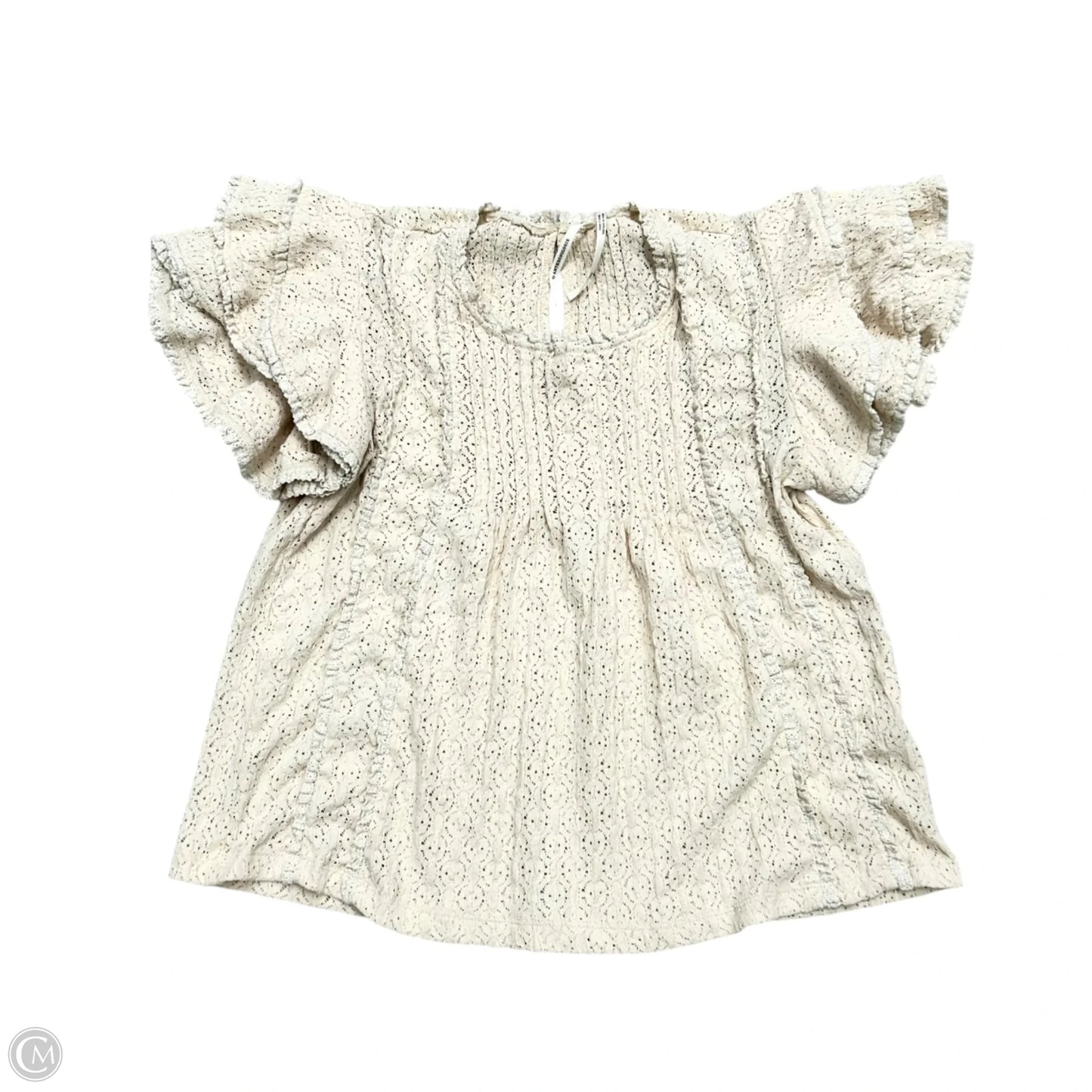 Top Short Sleeve By Anthropologie In Cream, Size: Xxs