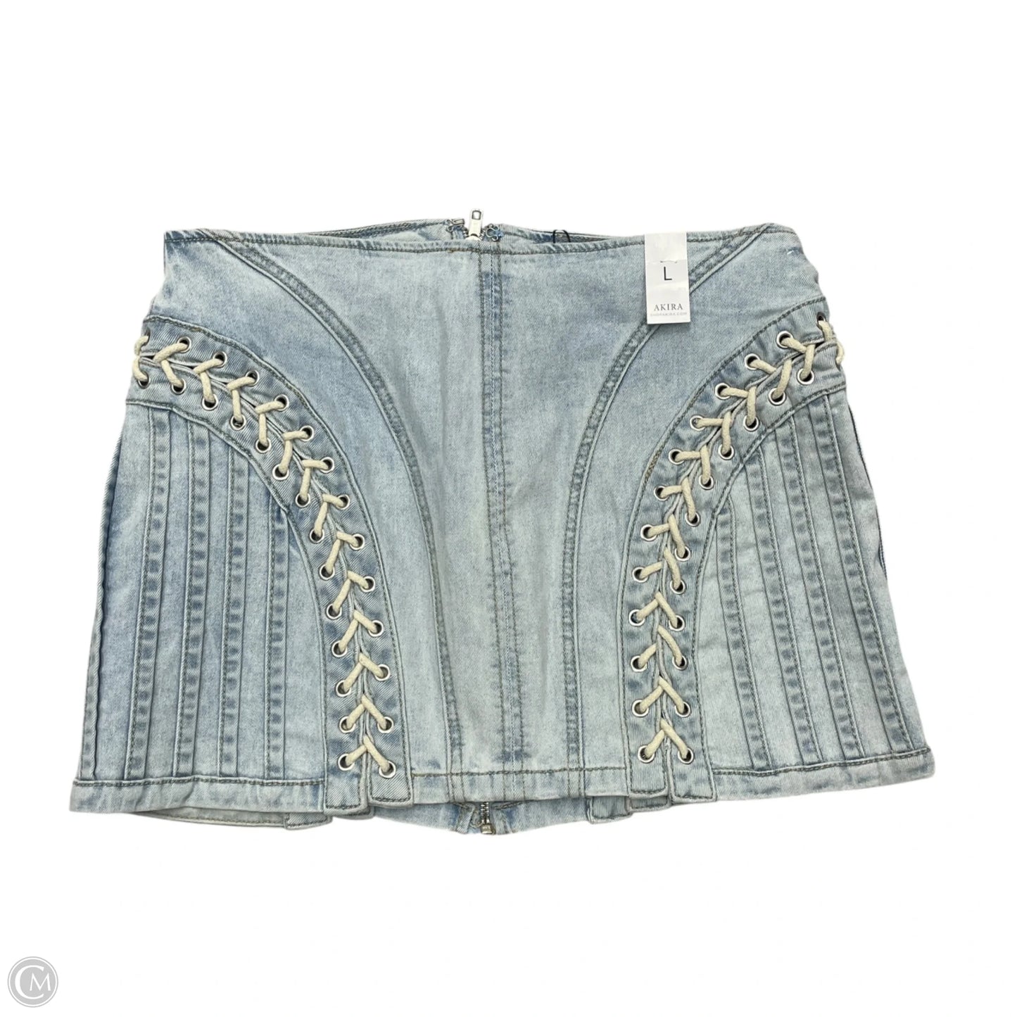 Skirt Mini & Short By Akira In Blue Denim, Size: L