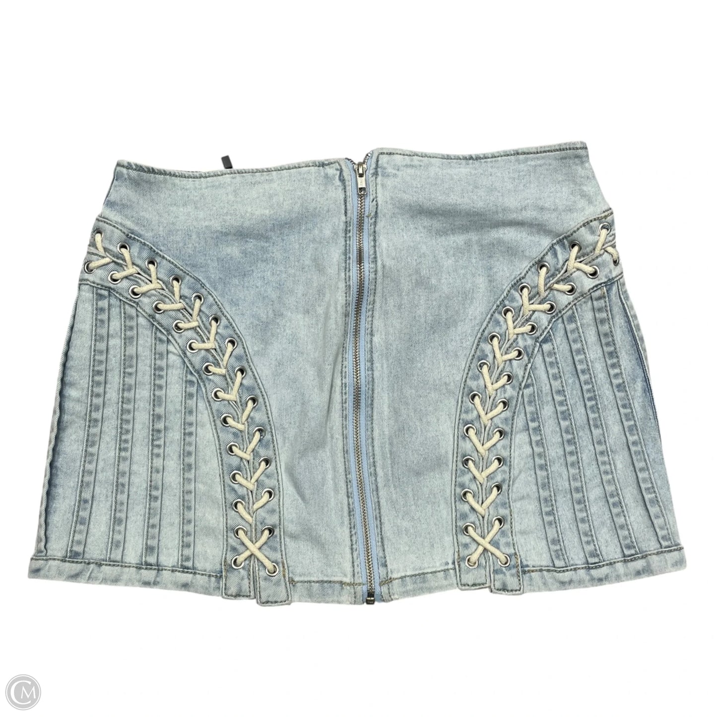 Skirt Mini & Short By Akira In Blue Denim, Size: L