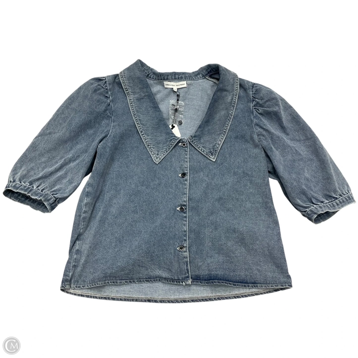 Top Short Sleeve By English Factory In Blue Denim, Size: L