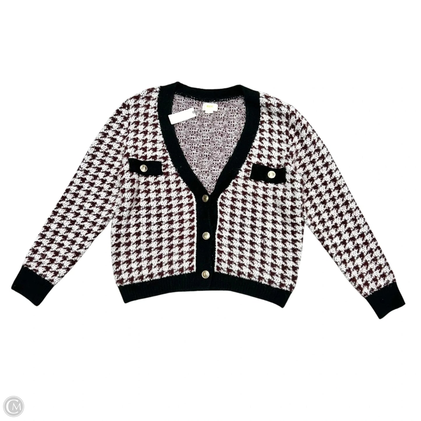 Cardigan By Anthropologie In Maroon & White, Size: L