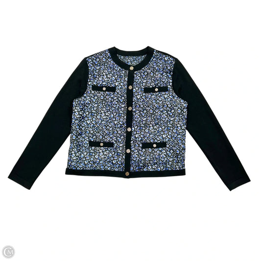 Cardigan Designer By Tory Burch In Black & Blue, Size: Xs