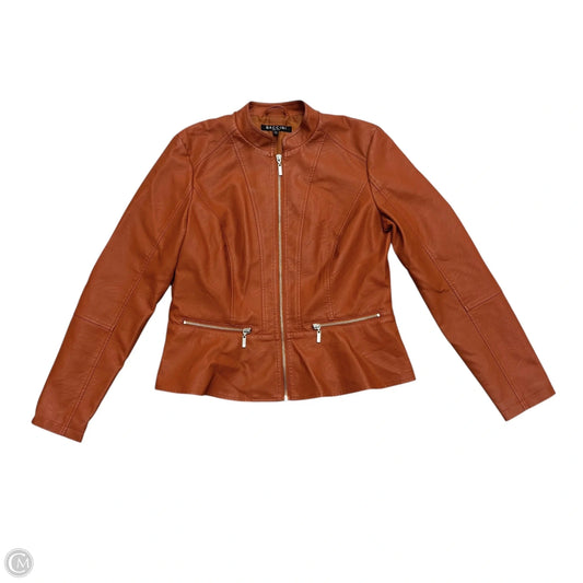 Jacket Leather By Baccini In Orange, Size: M