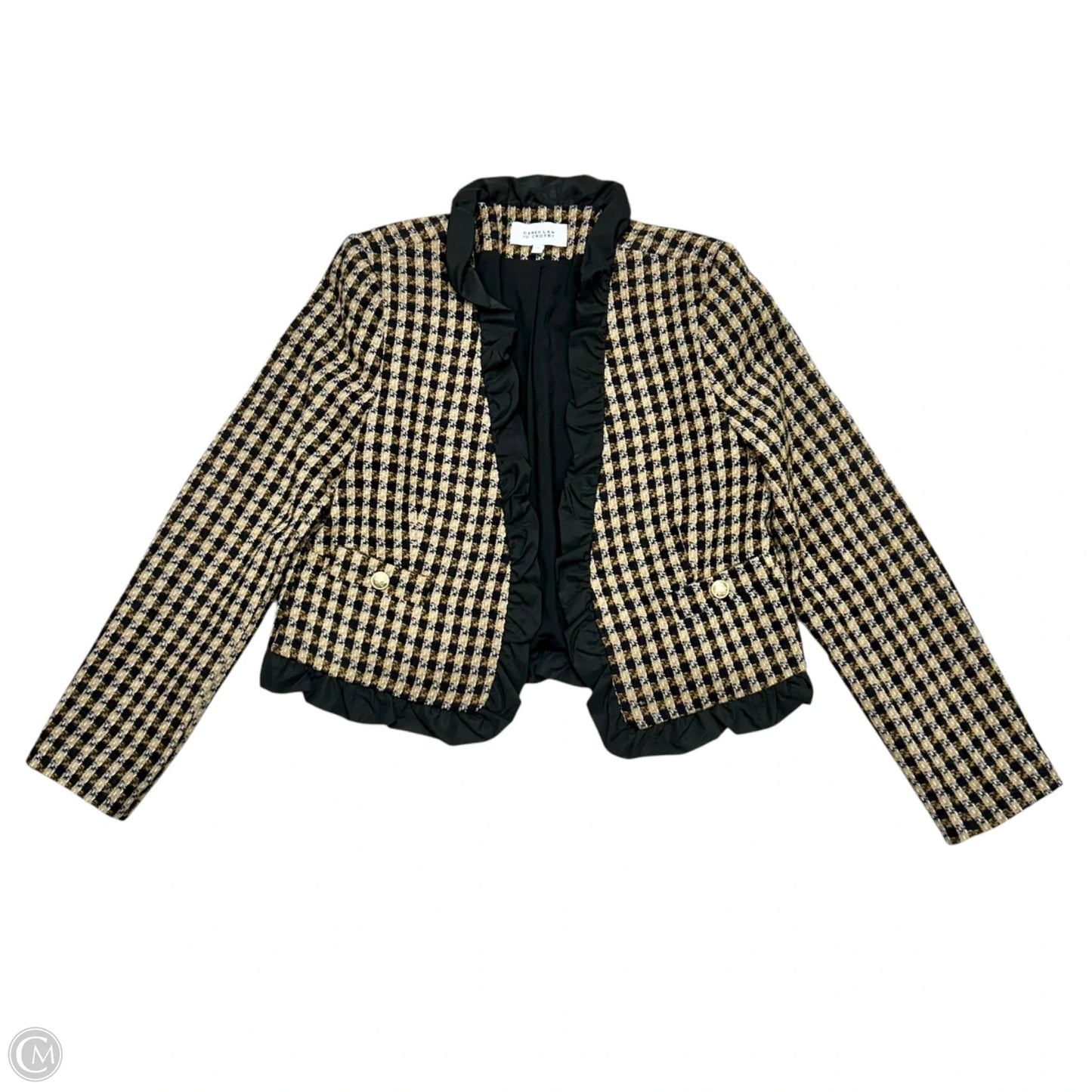 Blazer Designer By Derek Lam In Black & Tan, Size: L
