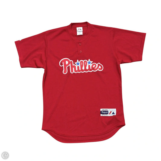 Athletic Top Short Sleeve By Majestic In Red, Size: M