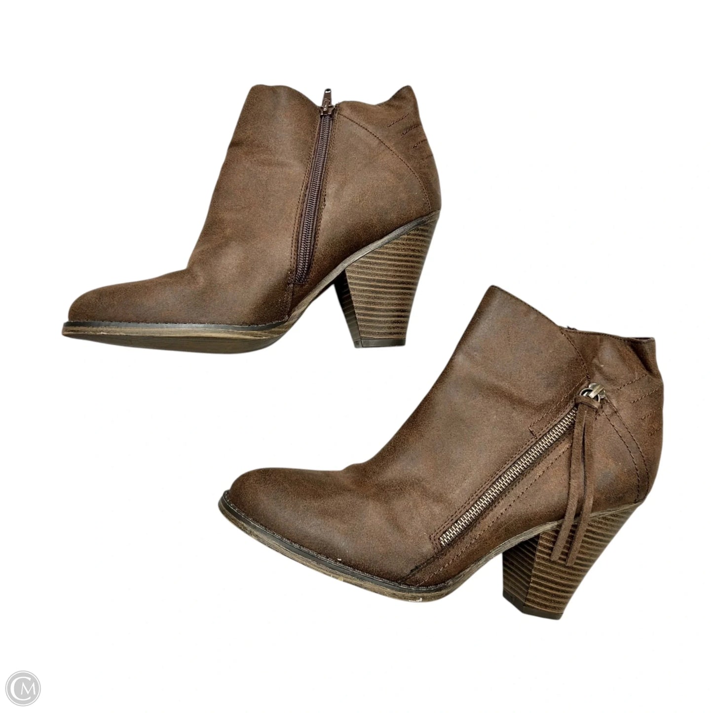 Boots Ankle Heels By Mia In Brown, Size: 10