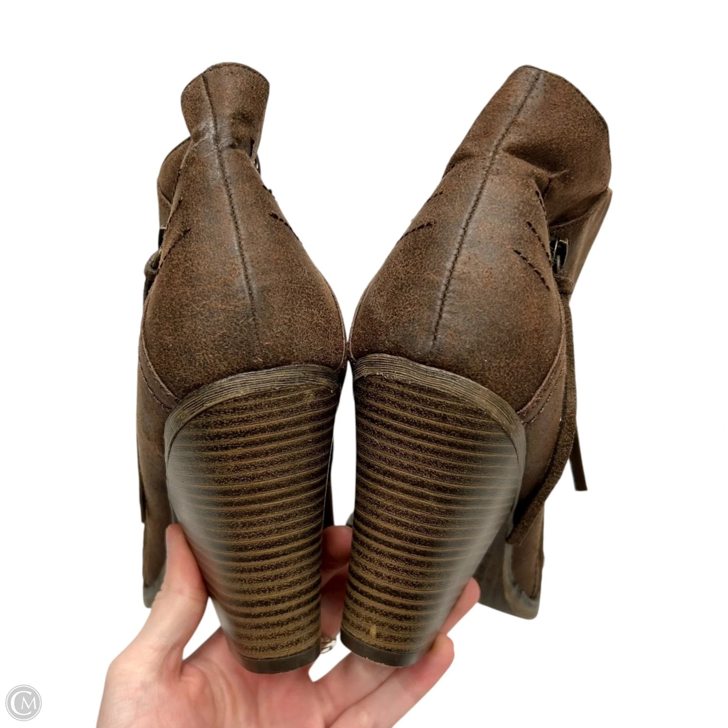 Boots Ankle Heels By Mia In Brown, Size: 10