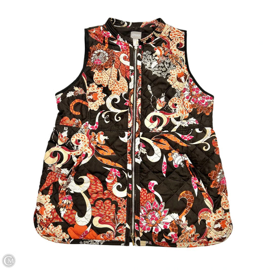 Vest Puffer & Quilted By Chicos In Brown & Orange, Size: L